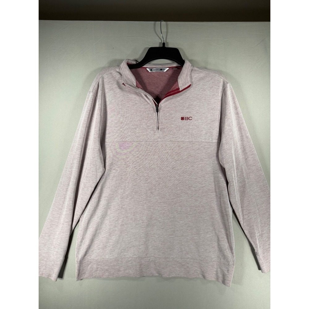 Black Clover Mens Quarter Zip Pullover Heather Red Pima Cotton Live Lucky Med